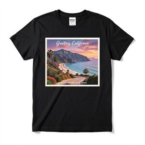 Gildan Black 'Greetings California' Sunset Scenic Graphic Tee